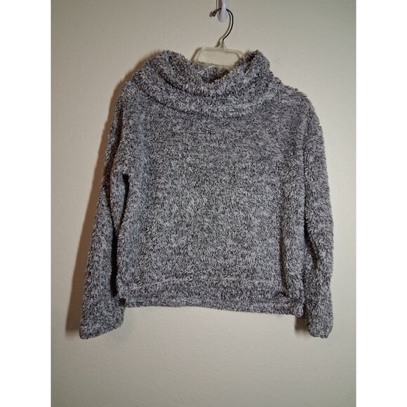 SO Shaggy Sweatshirt Faux Fur Soft Turtleneck Y2K Retro Cropped Gray Size XXS - Picture 1 of 6